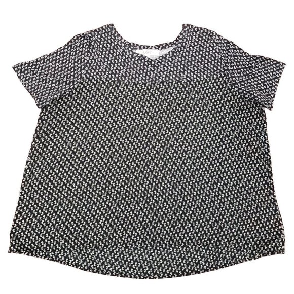LOFT Tops - LOFT Black & White Printed Short Sleeve Blouse Women’s Large